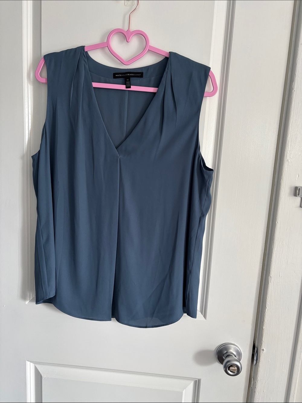 White House Black Market Slate Blue V-Neck Sleeveless Camisole
